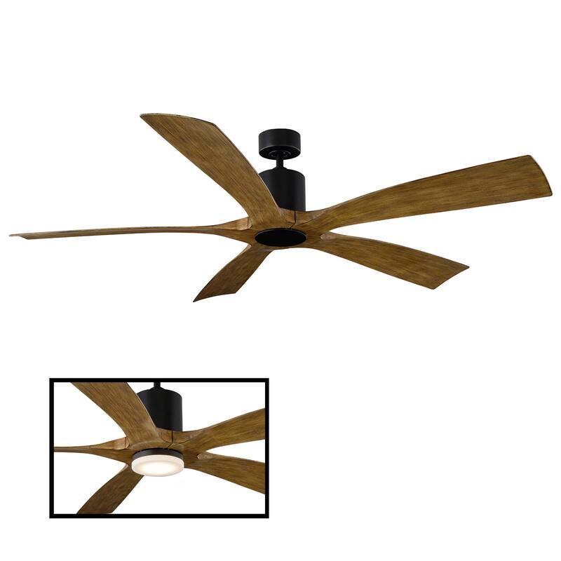 Aviator Indoor and Outdoor 5-Blade Smart Ceiling Fan 70in with Remote Control (Light Kit Sold Separately) - Matte Black Distressed Koa