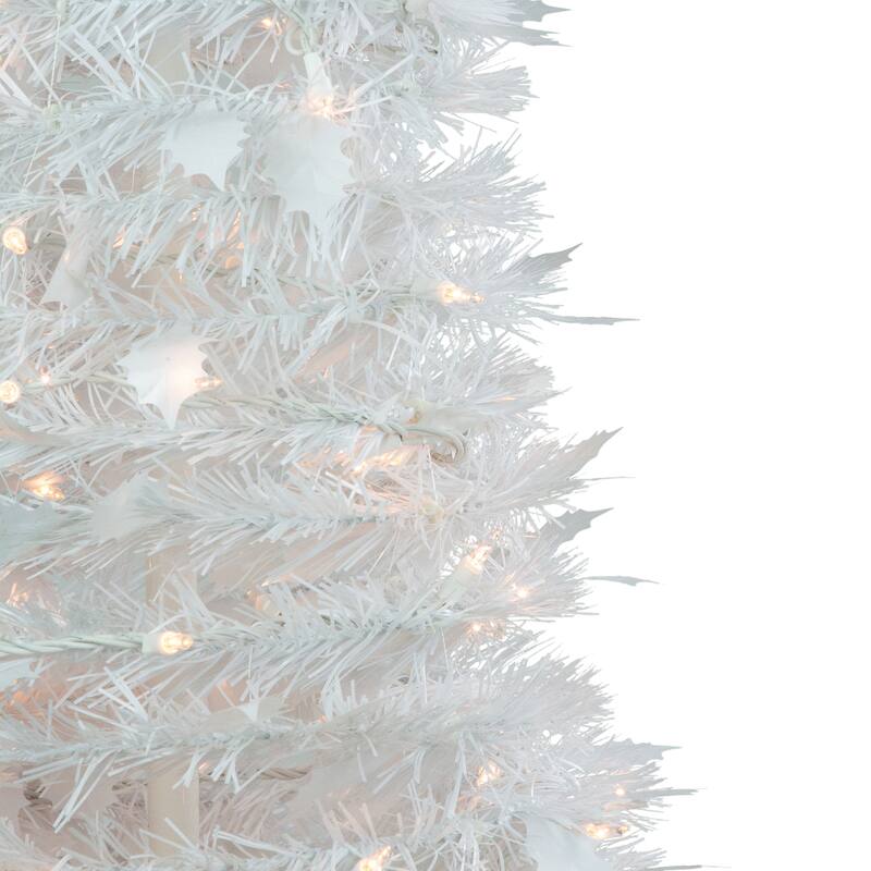 6' Pre-Lit White Tinsel Pop-Up Artificial Christmas Tree, Clear Lights - 6 Foot