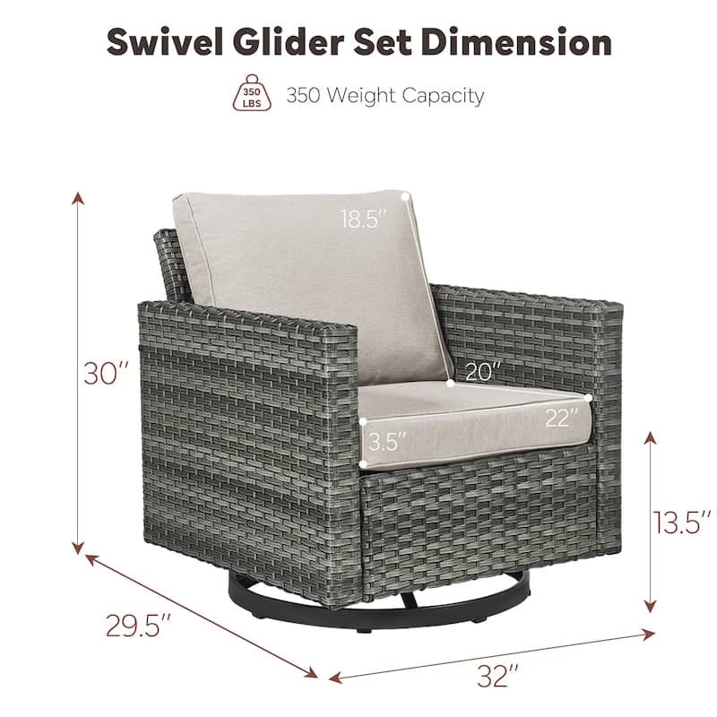 Pocassy Glider Chairs PE Wicker Swivel Chairs Set of 2