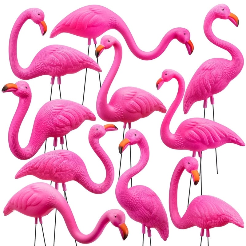 6Pcs Pink Flamingo Yard Ornament Stakes Set
