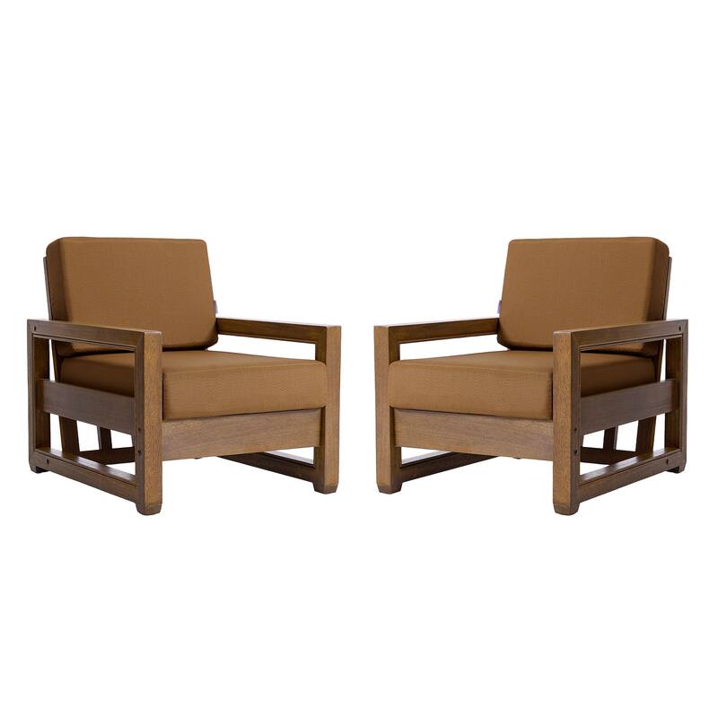 Patio Teak Wood Outdoor Arm Chair with Cushion