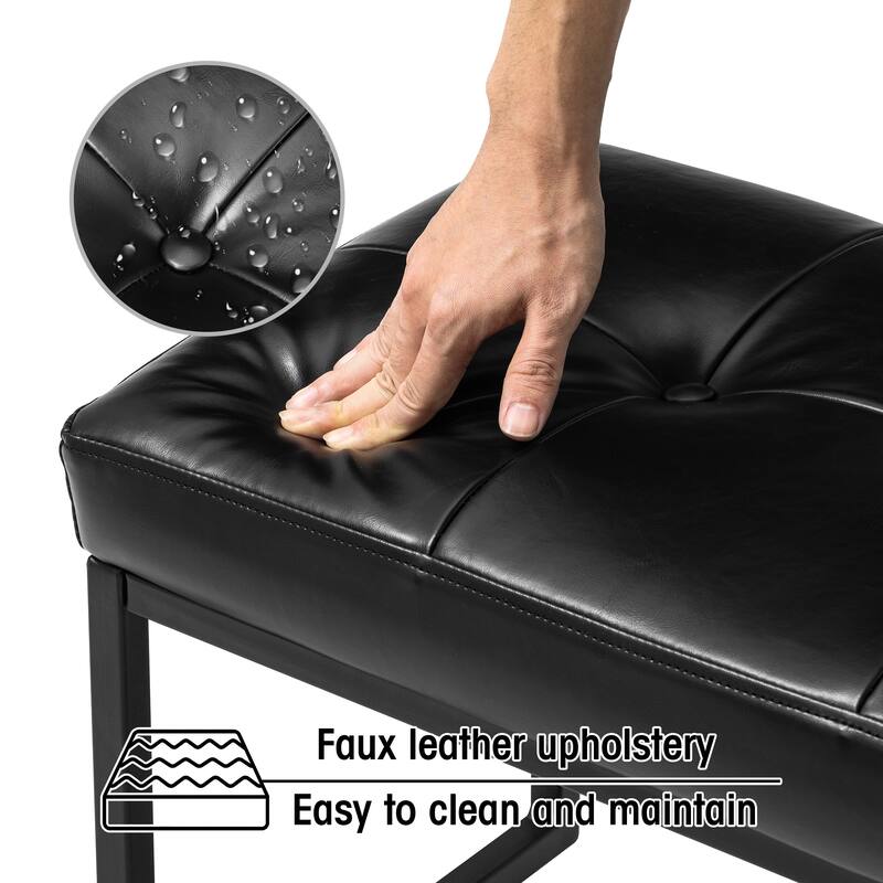 Glitzhome Set of 2 24"W Modern PU Leather Button-tufted Ottoman Foot stool