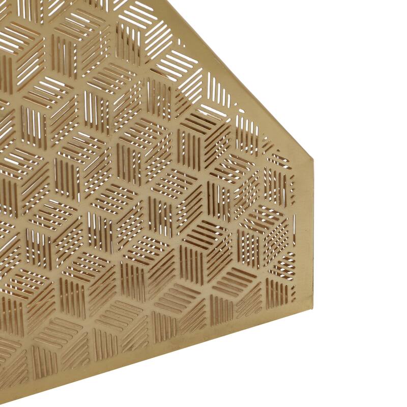 Metal Geometric Single Slot Magazine Holder with Laser Carved Design - Gold - Roche River Decor