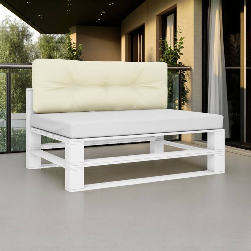 Moni Outdoor Cushion for Bench, Deep Tufted, White Fabric, 47 Inch