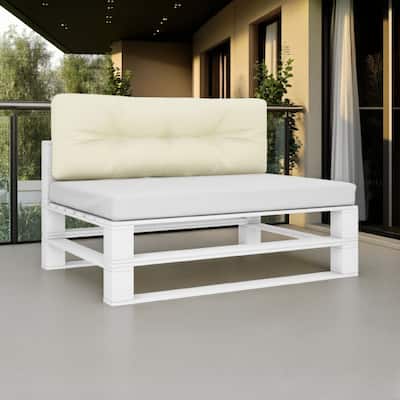 Moni Outdoor Cushion for Bench, Deep Tufted, White Fabric, 47 Inch