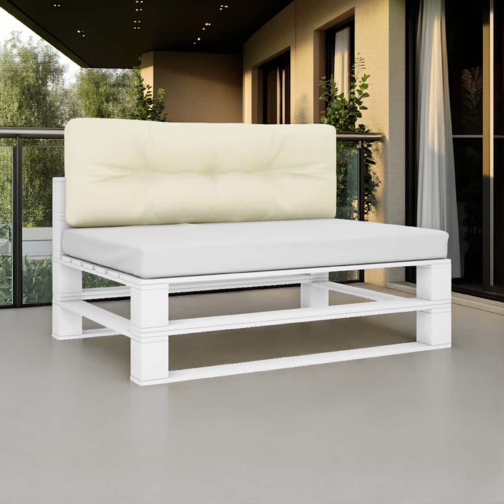 Moni Outdoor Cushion for Bench, Deep Tufted, White Fabric, 47 Inch