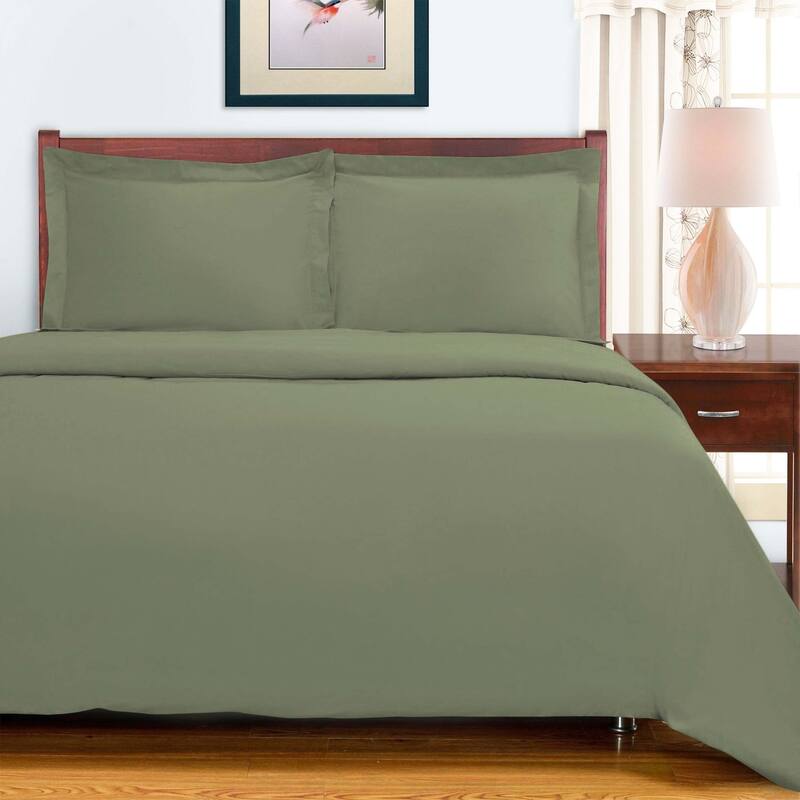 Superior 700 Thread Count Solid 3 Piece 100-percent Egyptian Cotton Duvet Cover Set - Sage - King - Cal King
