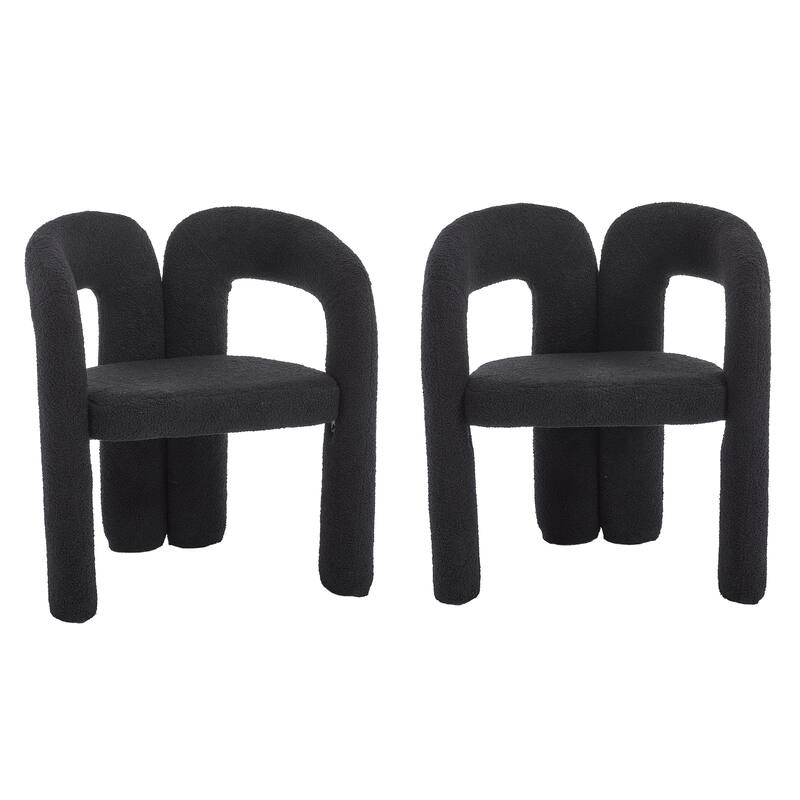 HOMEFUN Teddy Fabric Upholstered Wood Frame Contemporary Designed Dining Side Chair（set of 2）