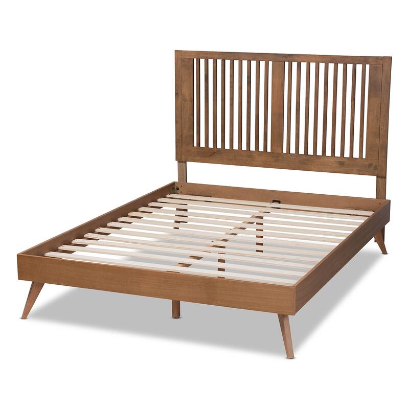 Takeo Transitional Ash Walnut Finished Wood Platform Bed