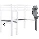 preview thumbnail 7 of 6, White Twin Size Loft Bed with L-Shaped Desk, Tree Shape Bookcase and Charging Station