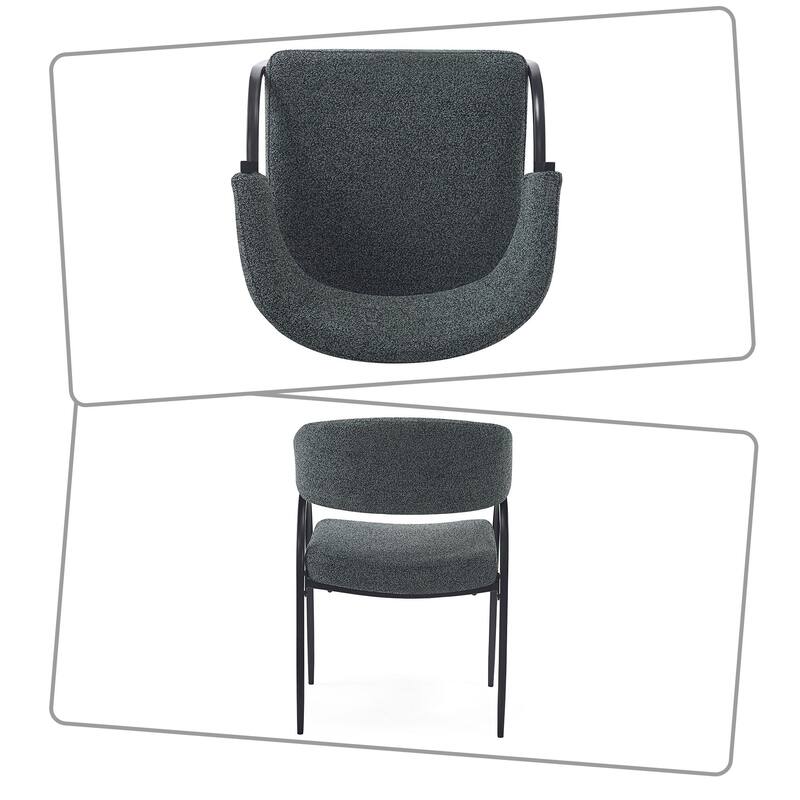 Modern Minimalist Upholstered Dining Chair Reception Chair with Curved Backrest and Metal Legs