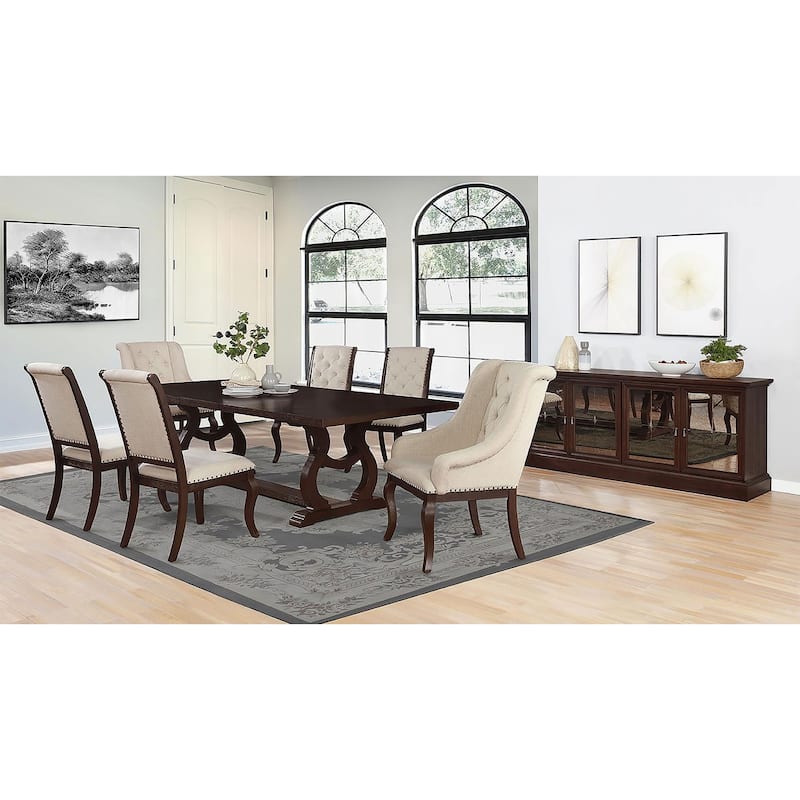 Traditional 2pc Set Dining Chair Button Tufted Design, Nailhead Accents