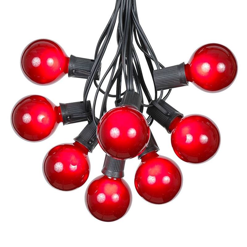 25 Foot G50 Outdoor Globe Patio String Lights - Set of 25 G50 Globe Bulbs - Red