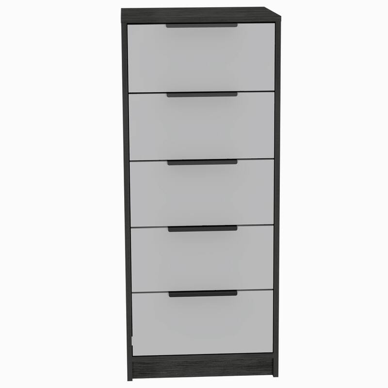 5-Drawer Rectangle Dresser White and Light Oak