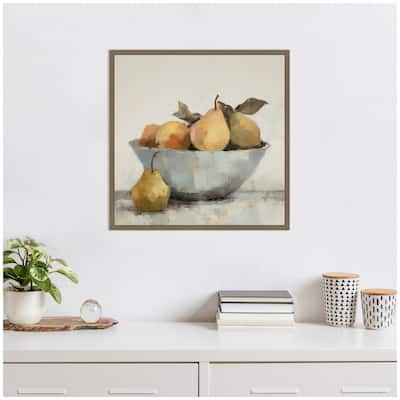 Kate and Laurel Sylvie Still Life Fruit In A Bowl Vintage Style Framed Canvas by The Creative Bunch Studio