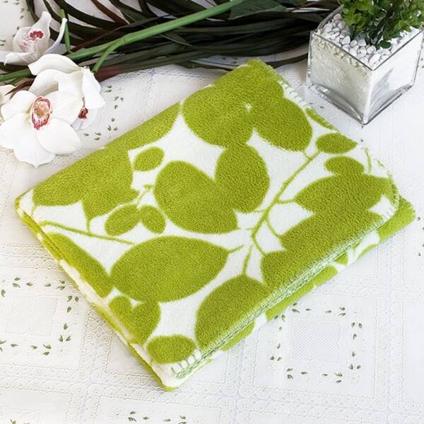 Green Leaves Japanese Coral Fleece Baby Throw Blanket (26 by 39.8 inches) Bed Bath & Beyond