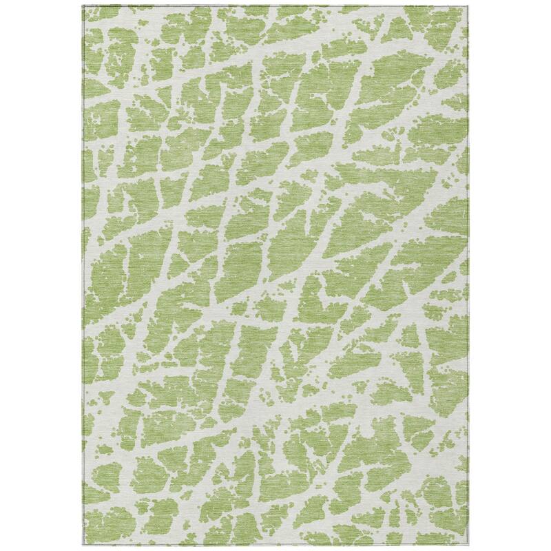Machine Washable Indoor/ Outdoor Transitional Aloe Crackle Chantille Rug