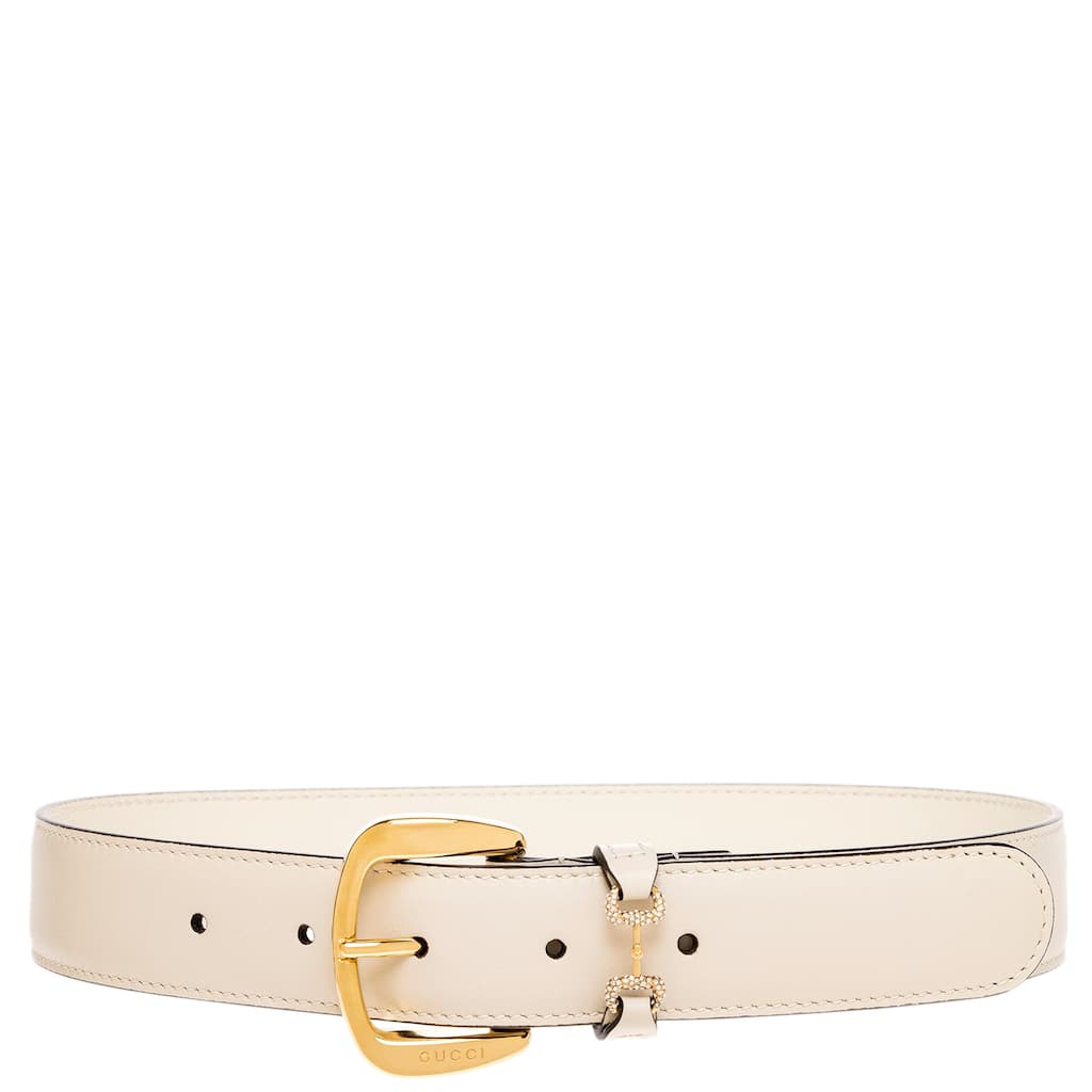 Gucci Crystal Detailed Horsebit Belt 1.2" Wide