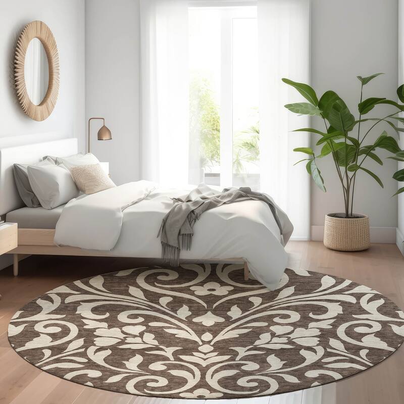 Premium Washable Super Soft Floral Chic Mayfield Rug - Chocolate - 8' x 8'