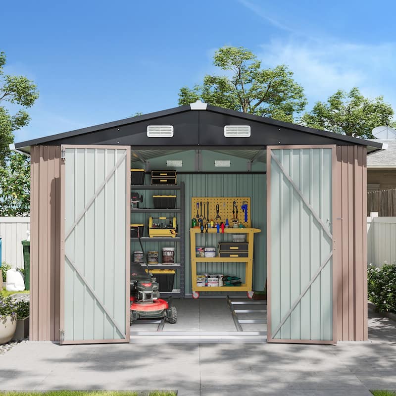 AOXUN Outdoor Storage Shed with Lockable Doors and Air Vents for Garden