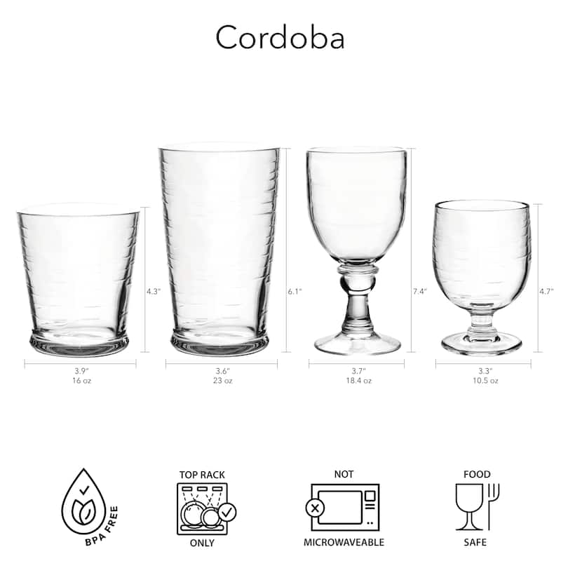 Abode Homewares Cordoba Acrylic Stacking Wine Glass - Clear - 10.5 oz - Set of 6