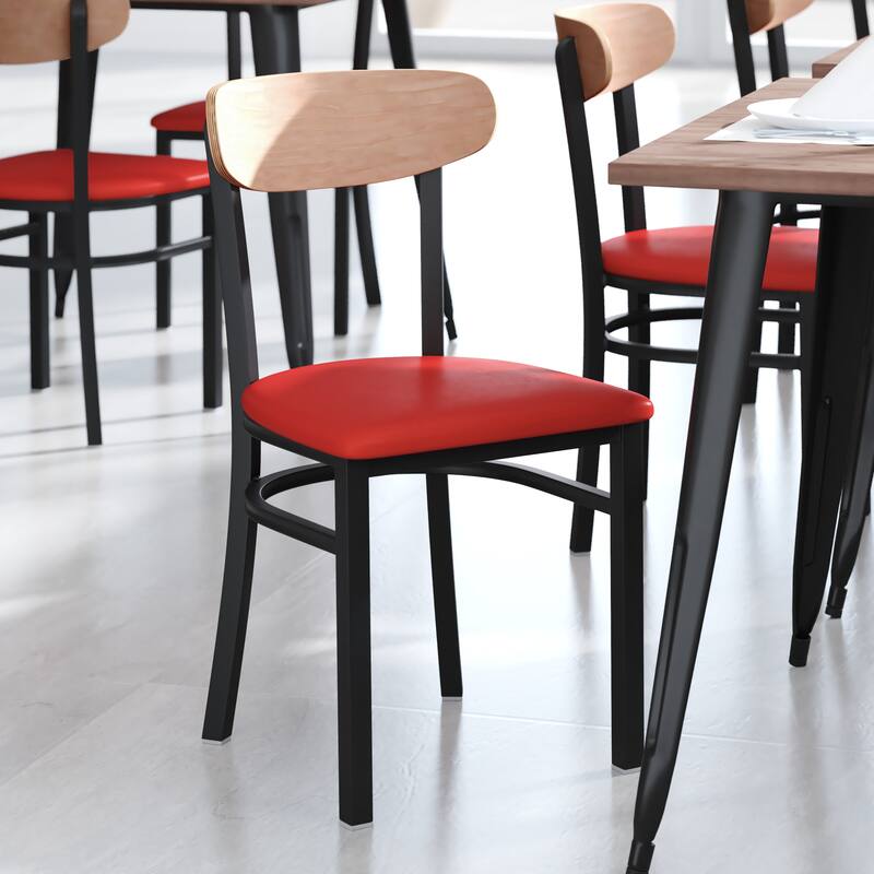 2PK Commercial Metal Dining Chairs with Boomerang Back