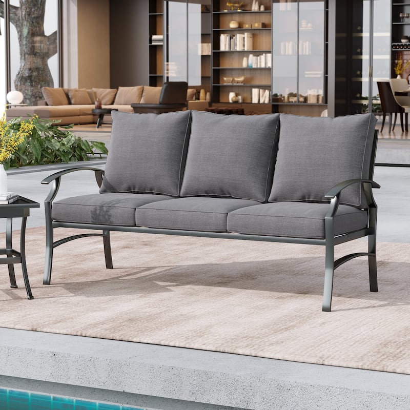Uixe Outdoor Upholstered 3 Seater All-Weather Sofa Couch Deep Seat
