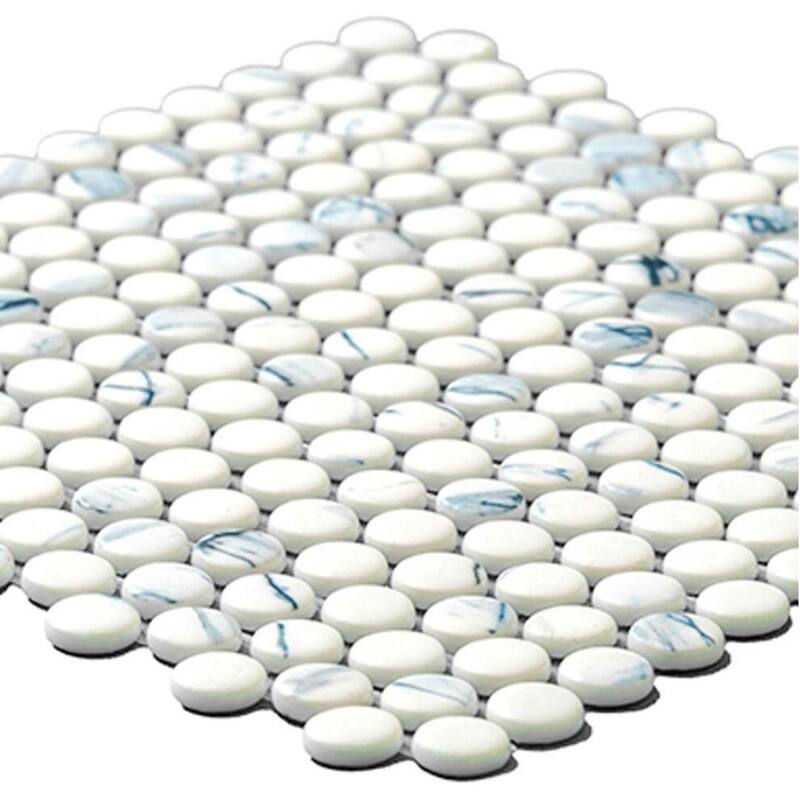 The Tile Life Eterna Penny 12x12 Round Glass Mosaic Floor, Wall & Backsplash Tile