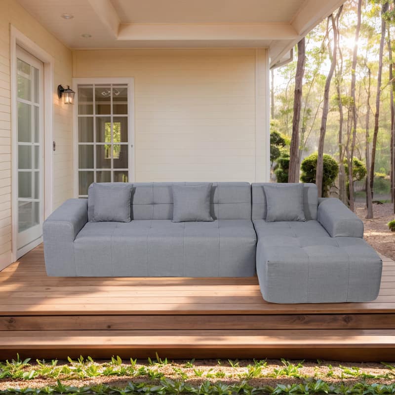 Outdoor Modern Sectional Sofa with L-Shape Chaise, Minimalist Modular Couch, No Assembly Required
