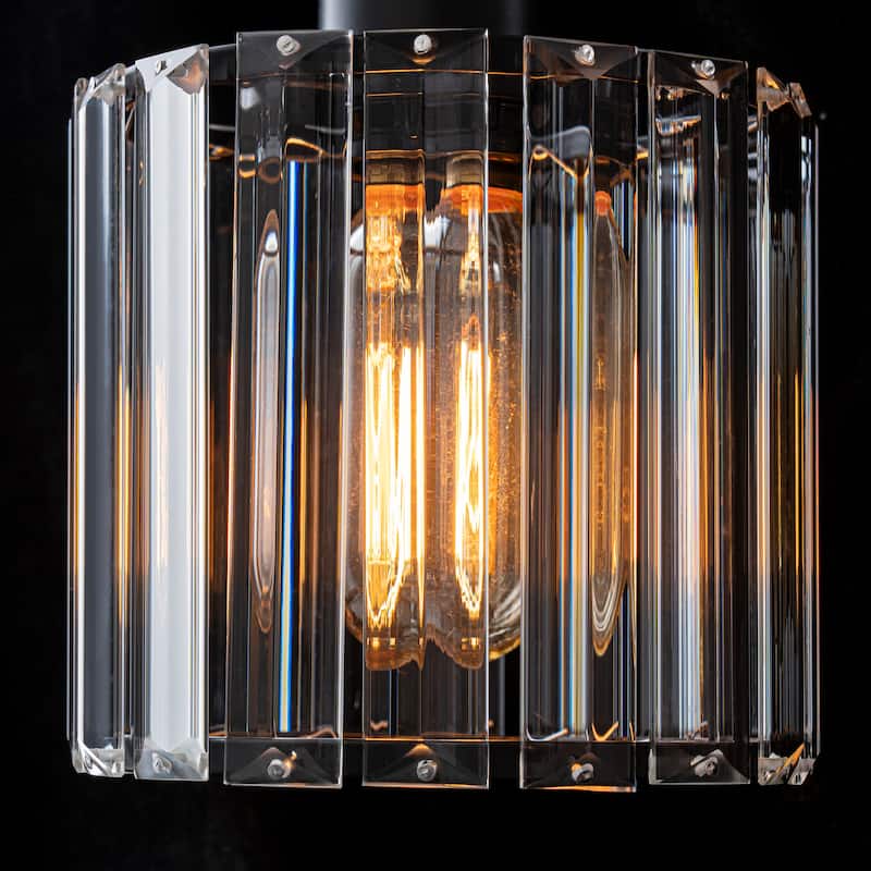 Starsky 3-Light Modern Crystal Bathroom Vanity Fixture with Ribbed Glass Shades and Sparkling Crystal Ball Accents