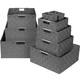 Storage Box Woven Basket Bin Container Tote Cube Organizer Set Stackable Shelf Organizer Built-in Carry Handles (9-Piece)