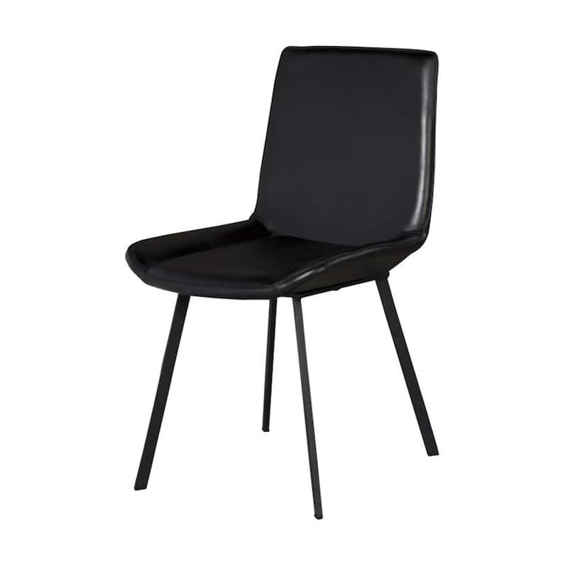 Isha Dining Chair Set of 2 with Dark Gray Goat Leather, Black Iron