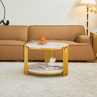 Round Coffee Table with Storage Open Shelf - Bed Bath & Beyond - 41270918