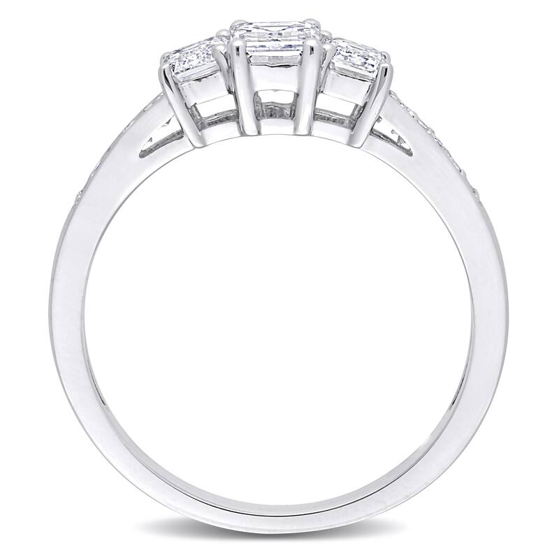 Miadora White Platinum Oval Round or Emerald Diamonds 3-Stone Engagement Ring 1ct TDW