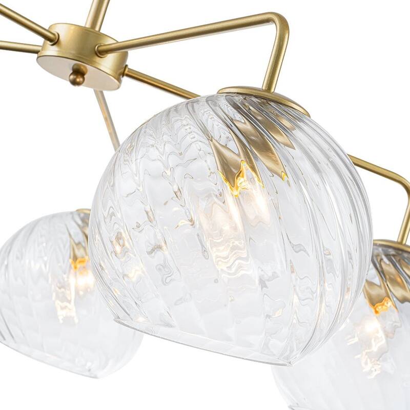 5-Light Blue Swirled Glass Globe Bubble Round Chandelier 35in