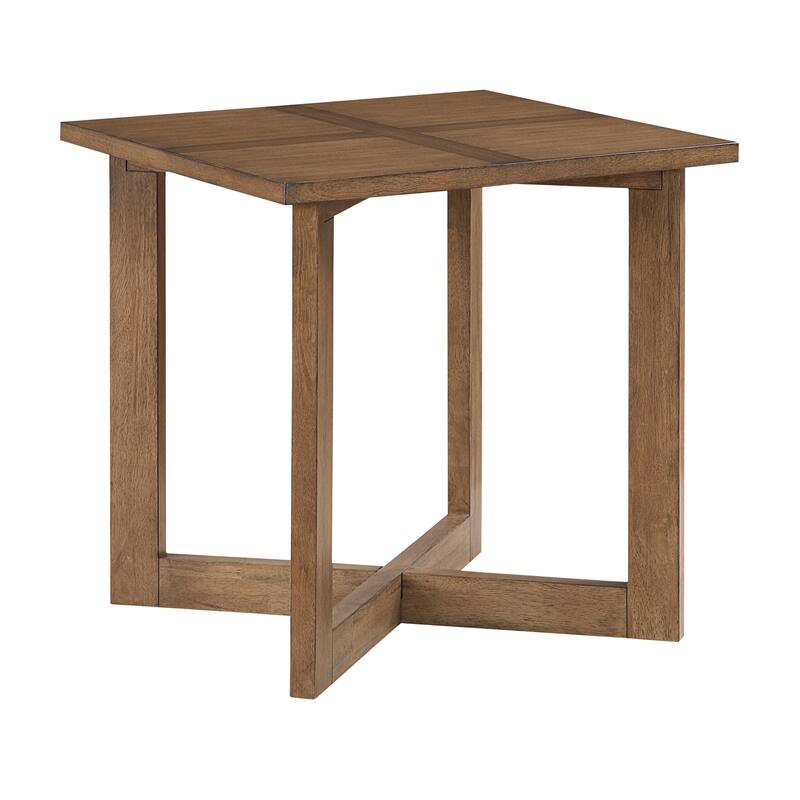 Murray 24" Transitional Square Wood Cross-Patterned End Table - Brown