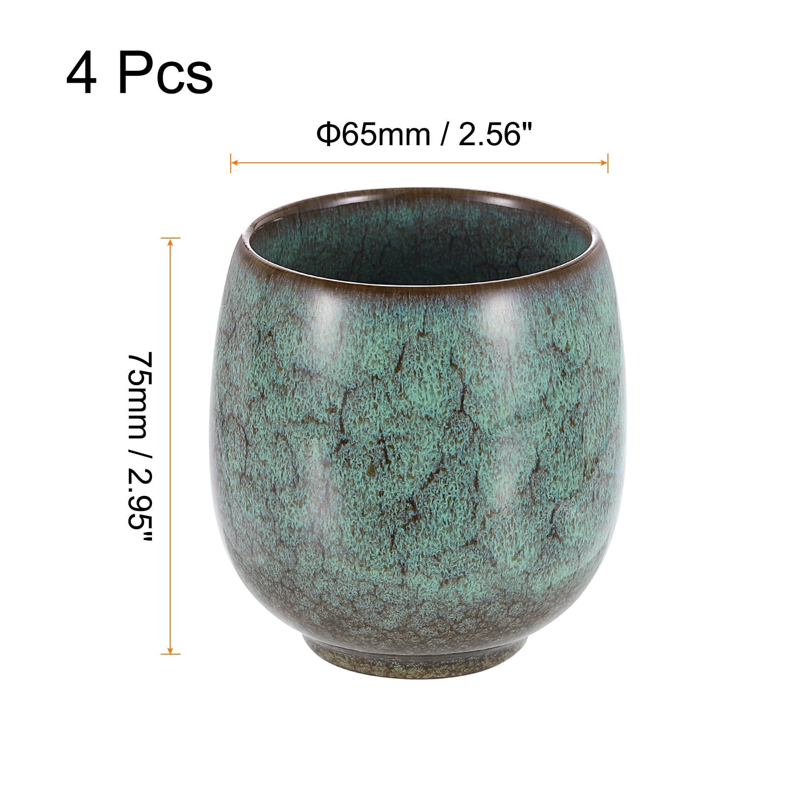 4pcs Chinese Ceramic Teacups 5.75oz Traditional Gong Fu Tea Set, Light Green