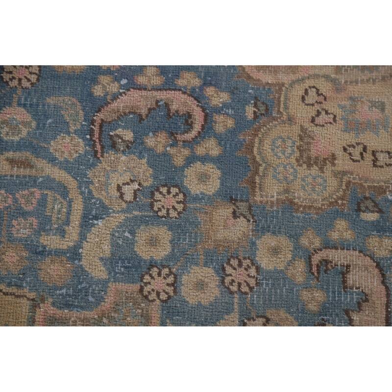 Hand Knotted Oriental 100% Wool Carpet Traditional Floral Yellow & Gold Mashad Area Rug - 11' 11'' X 9' 5''