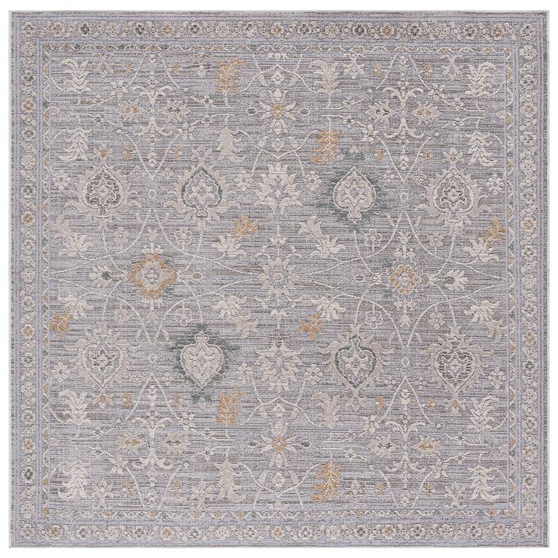 SAFAVIEH Miranda Cheng Traditional Rug - 6'6" Square - Grey/Ivory Beige