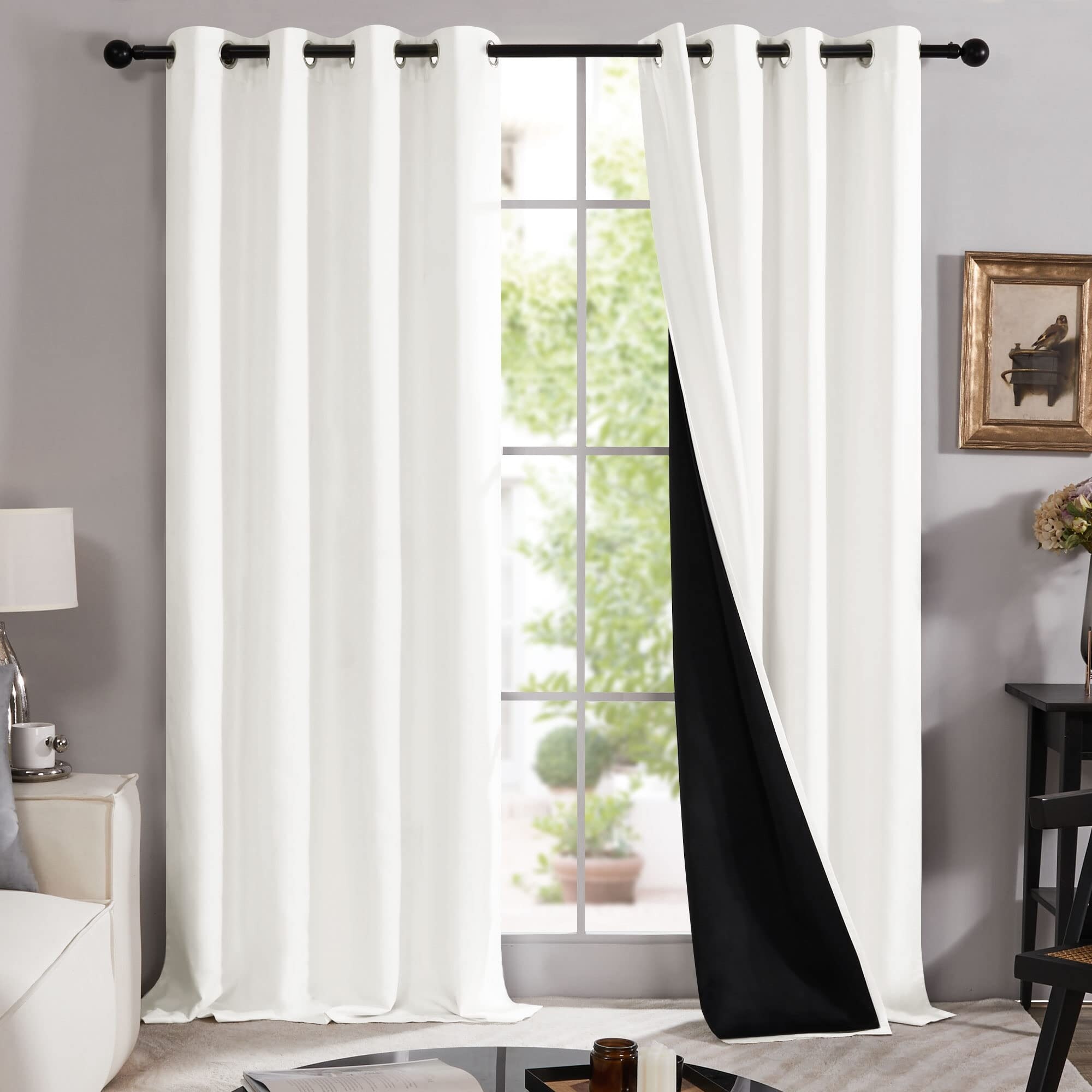 100% Blackout with Liner Grommet Curtain 4 Panels