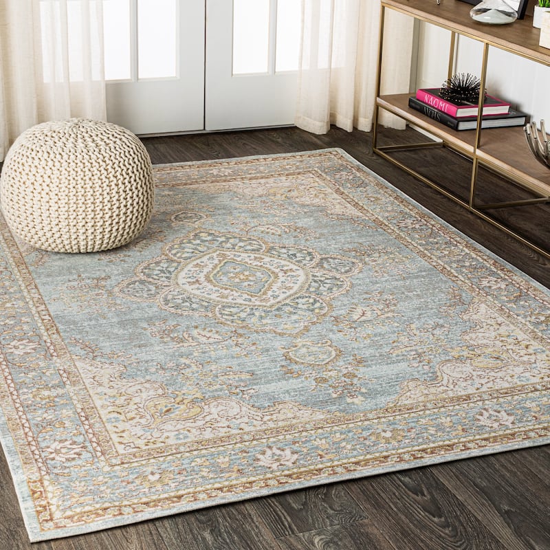 JONATHAN Y Lila Floral Medallion Area Rug