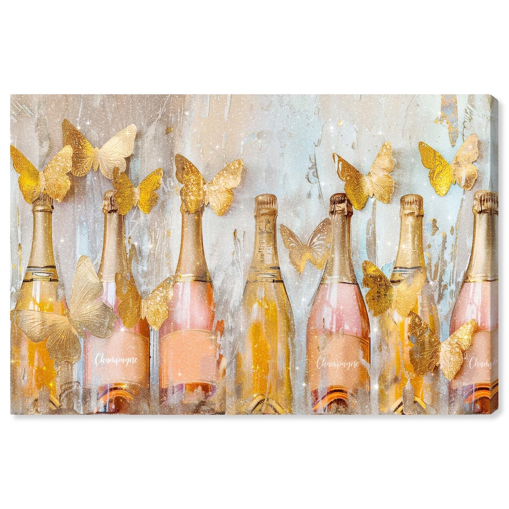 Golden Bright Campagne Line Canvas by Art Remedy, Gallery Wrapped