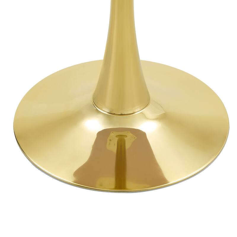 Round Dining Table, 23.6" Circle Tulip Table with Thickened Tabletop & Metal Pedestal