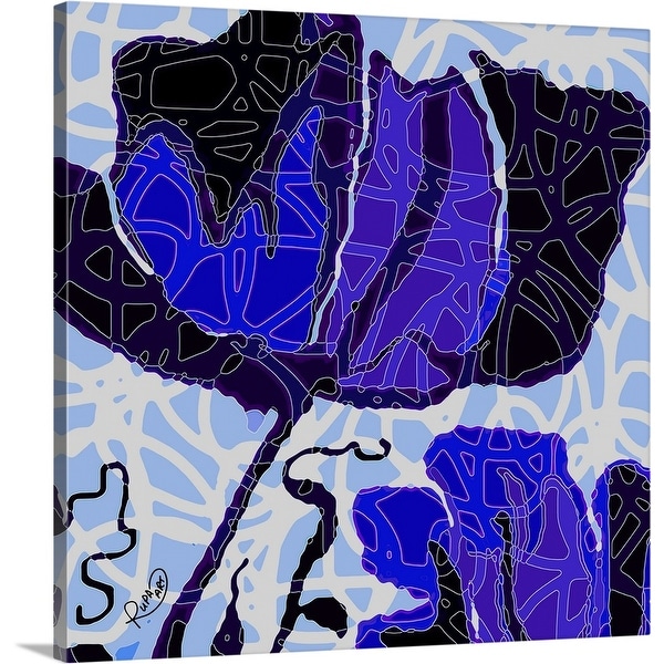 "Large Blue Abstract Flower" Canvas Wall Art