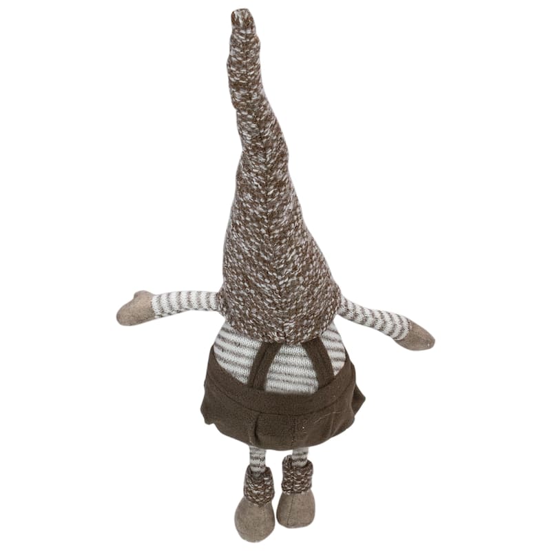 23.5" Brown and White Sitting Tabletop Gnome Christmas Decoration