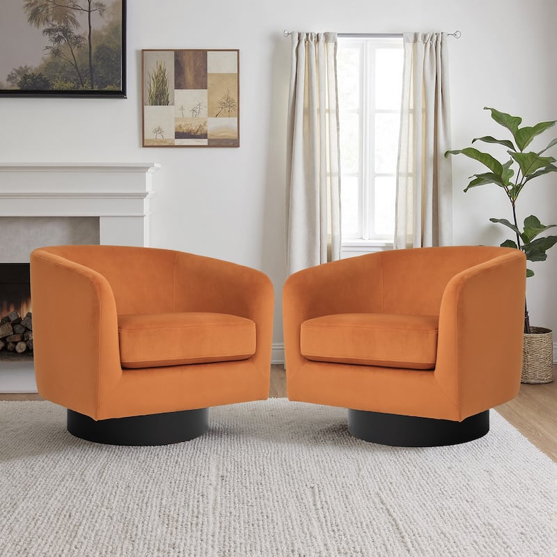 2 Set Modern Upholstered Swivel 360 Degree Accent Chair