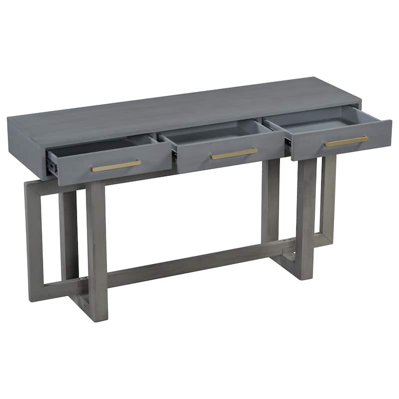 57" MDF Console Table with Three Drawers for Entryway, Hallway, Living Room