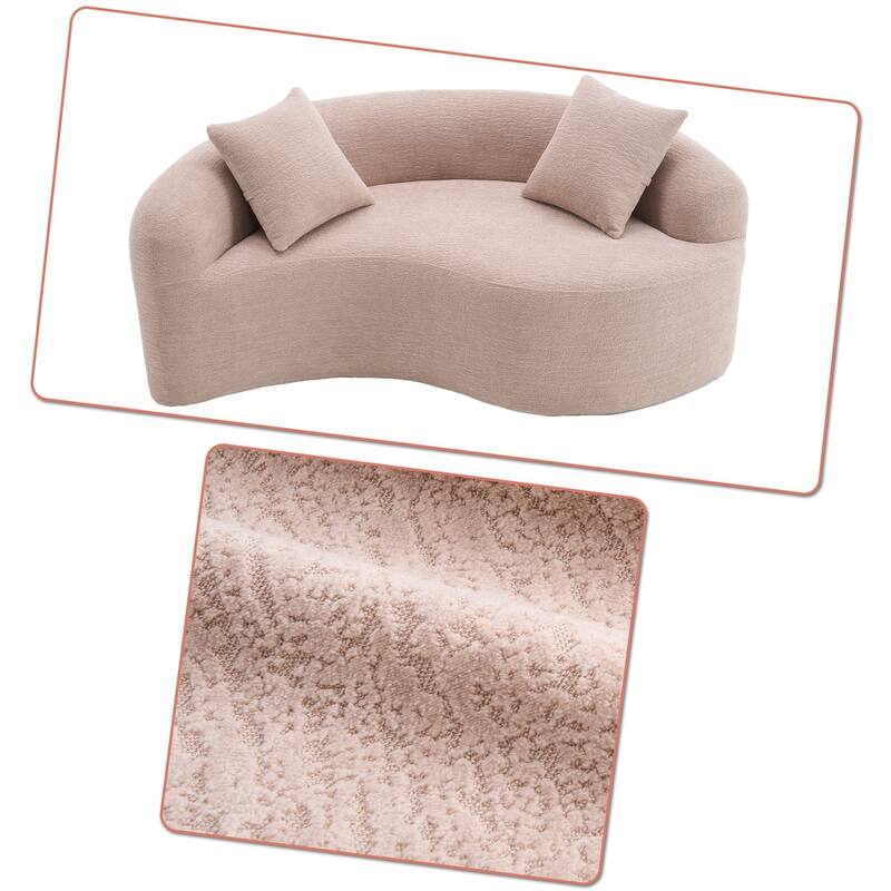 Modern 2-Seater Frame-Free Compressed Curved Chenille Upholstered Loveseat Sofa