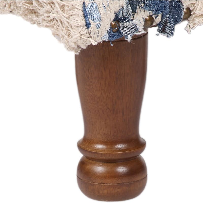 HERAT ORIENTAL Handmade Geometric Cotton Dhurrie Upholstered Footstool