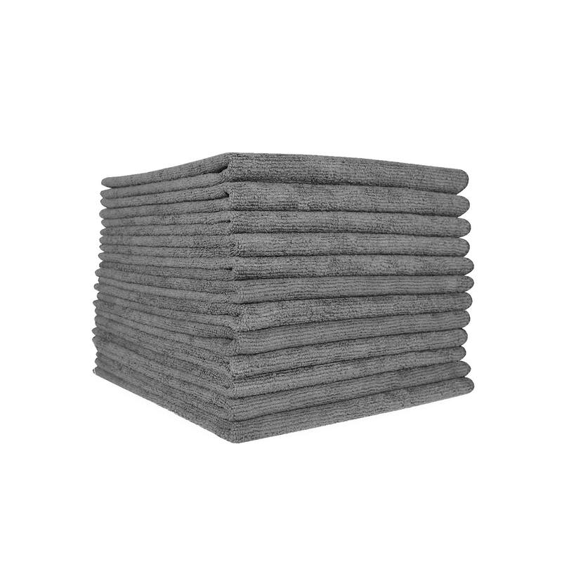 Arkwright Microfiber 12-Piece Cleaning Cloths - 16x16 - Grey